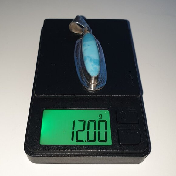 Bold Vintage Taxco Mexico TV-76 925 Sterling Silver Larimar Statement Pendant - Picture 11 of 12